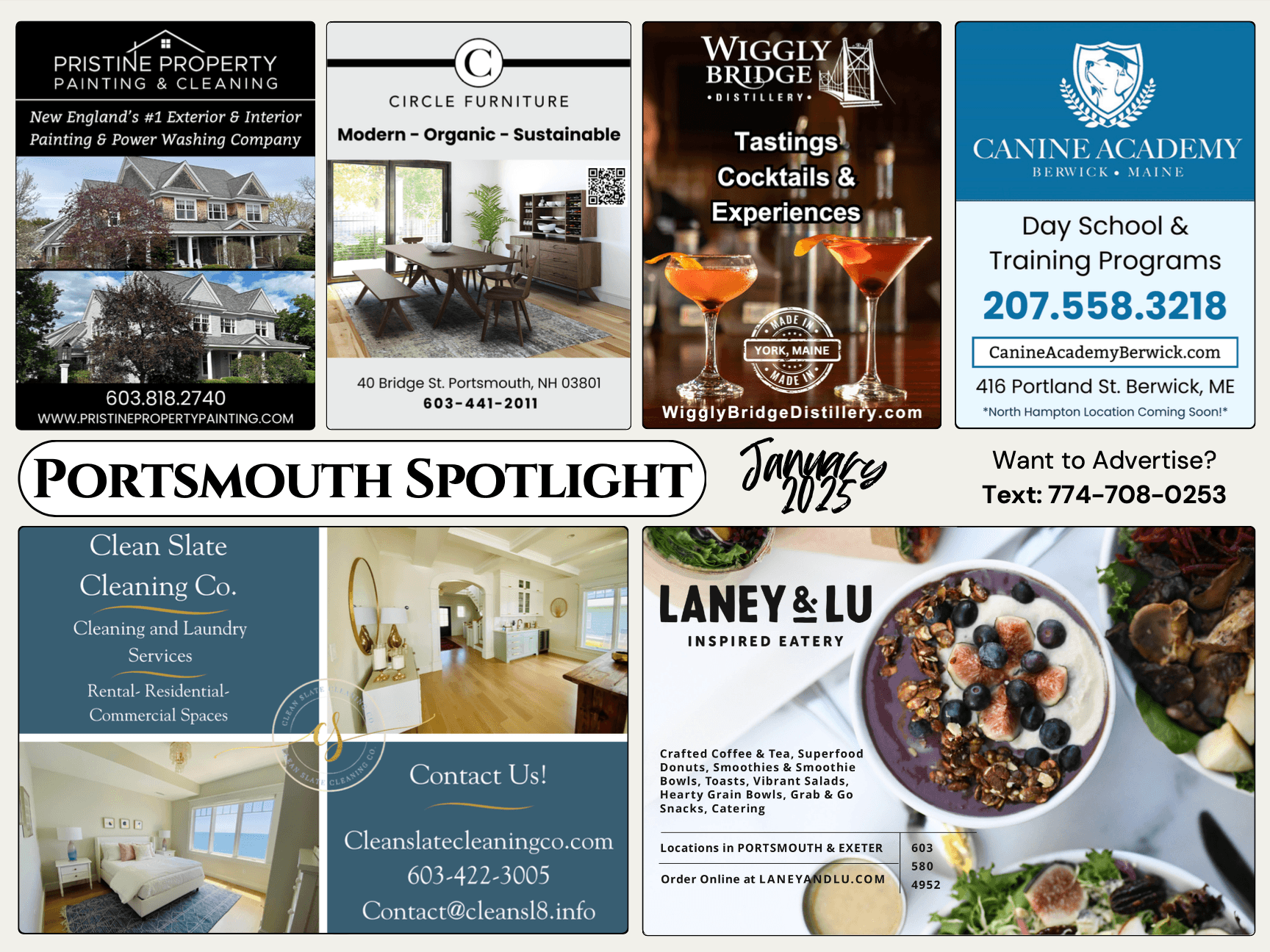 A printed 9x12 shared postcard with 16 local business ads