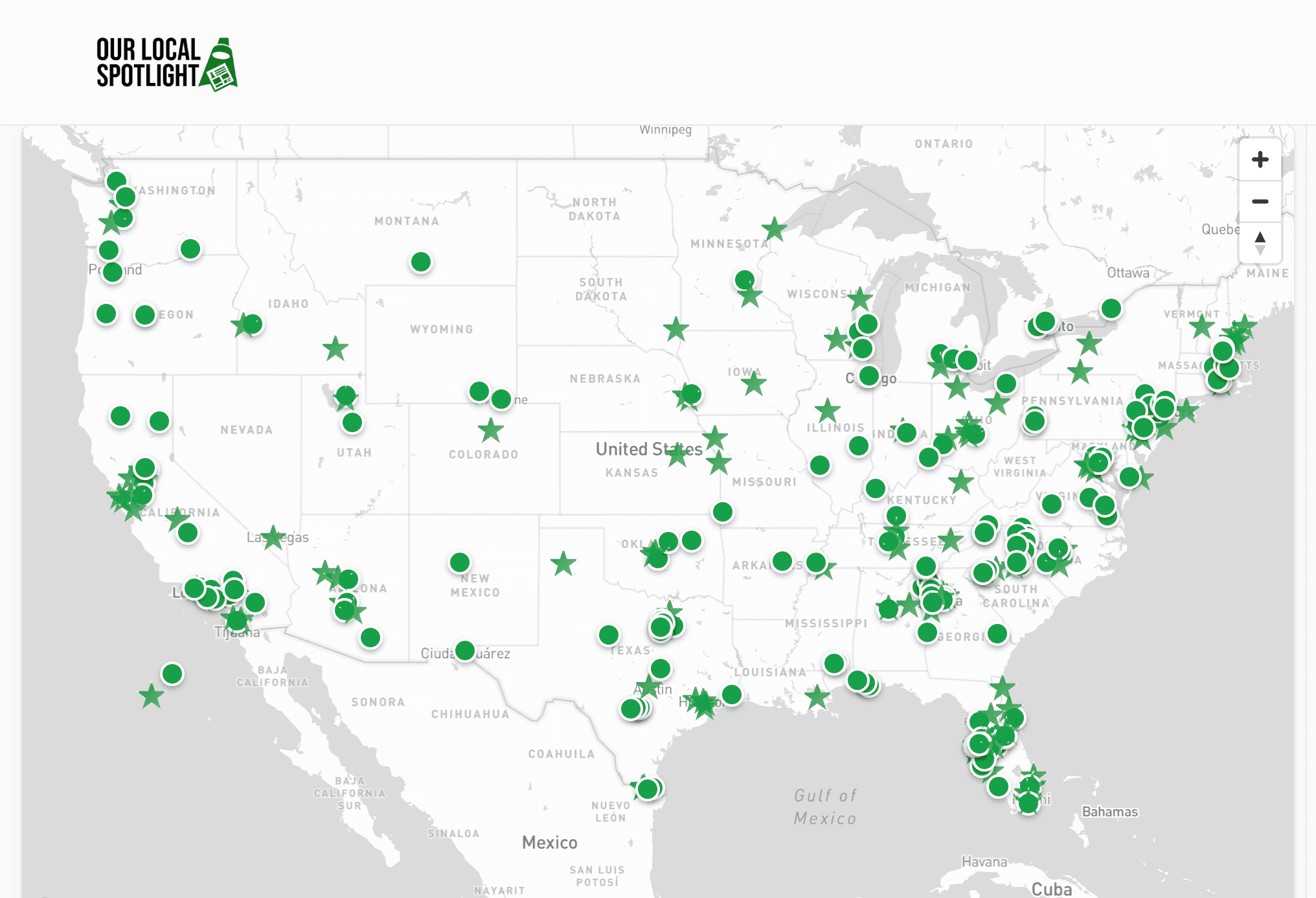 The Our Local Spotlight partner map with operators across the U.S.