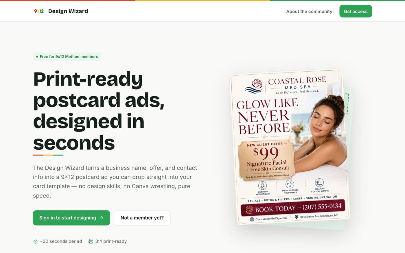 The AI Ad Designer with a finished med spa ad