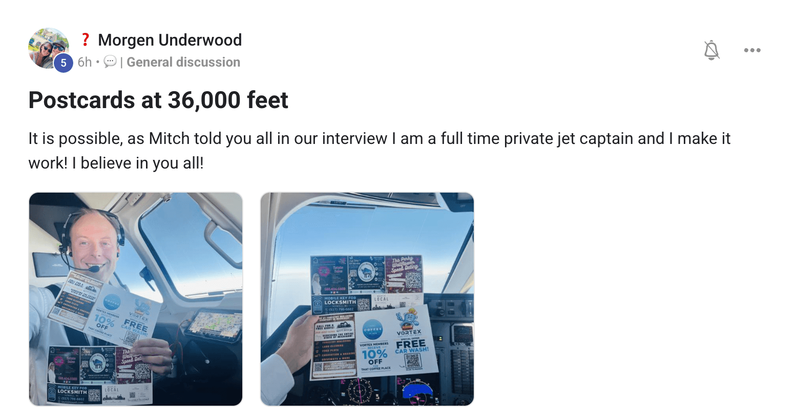 Screenshot of a member win posted in the 9x12 Method community