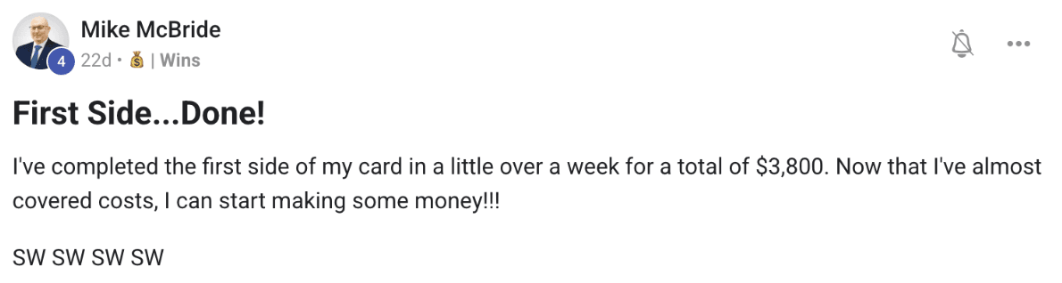 Screenshot of a member message in the 9x12 Method community