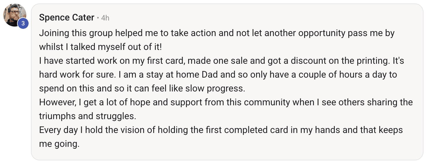 Screenshot of a member message in the 9x12 Method community