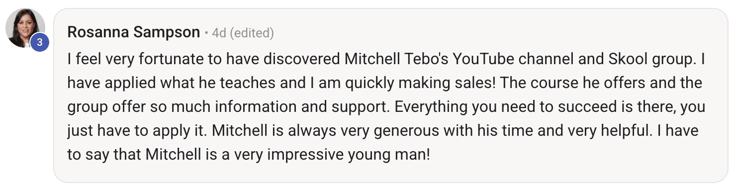 Screenshot of a member message in the 9x12 Method community