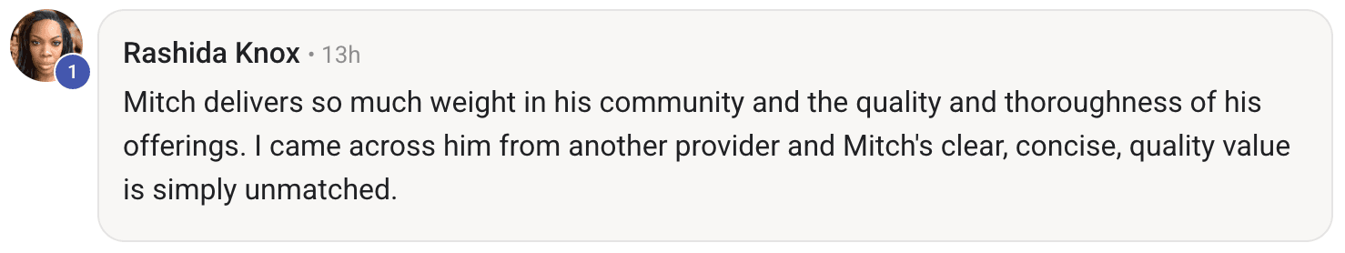 Screenshot of a member message in the 9x12 Method community